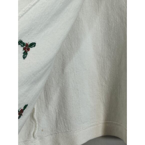Retro Christmas Sweater Cream L Festive Holiday Holly Preppy Classic Chic - Picture 3 of 9
